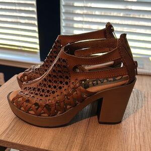 Handmade Leather and Wood high heels